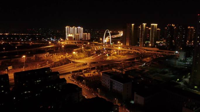 天津大沽桥航拍夜景