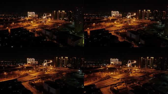 天津大沽桥航拍夜景