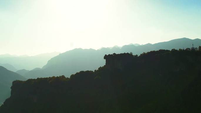 四川江油窦团山夕阳航拍美景