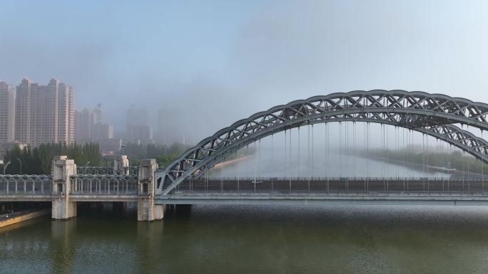 大同御河北都桥平流雾航拍