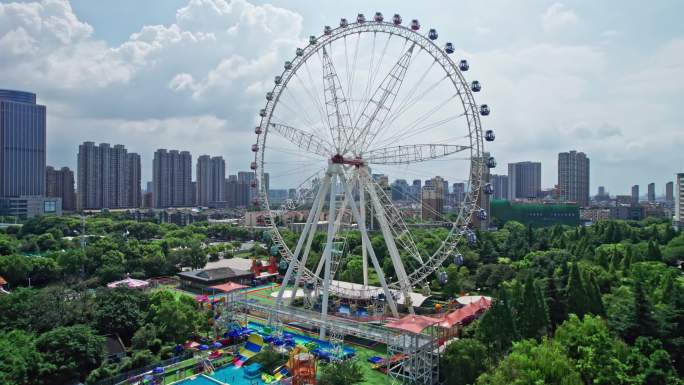 湖州城市大景 飞凰游乐园