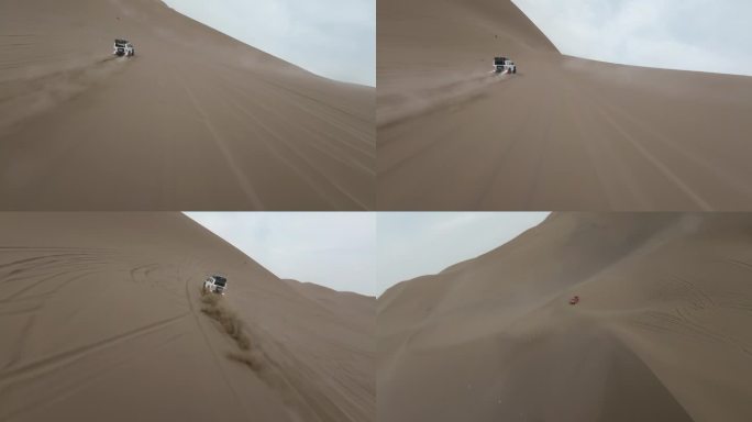 穿越机沙漠追车航拍空镜越野车自然景观4K