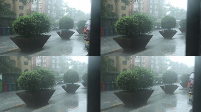 西安突发暴雨路面积水严重