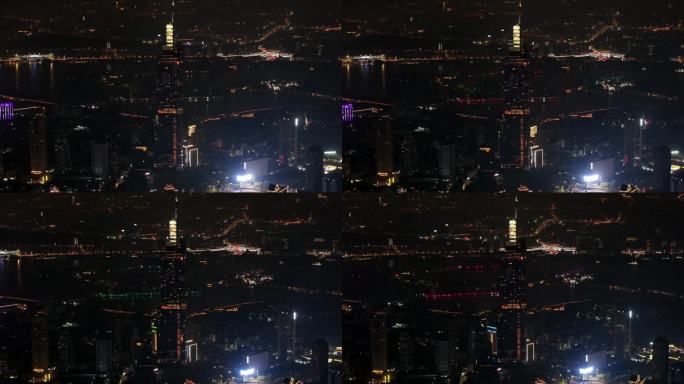 4k航拍南京夜景高楼素材