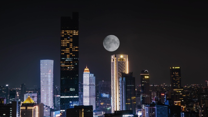 南京大月亮延时 新街口商圈夜景