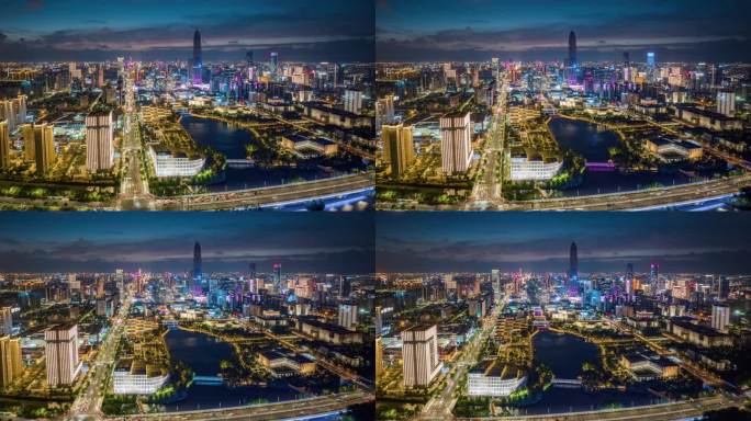 宁波东部新城夜景大范围延时4k素材