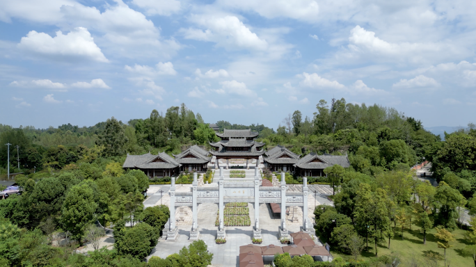 重庆大足宝顶山石刻景区航拍4K