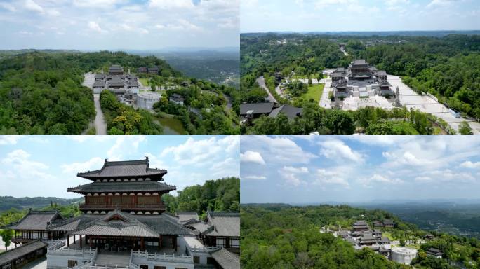 重庆大足宝顶山石刻景区航拍4K