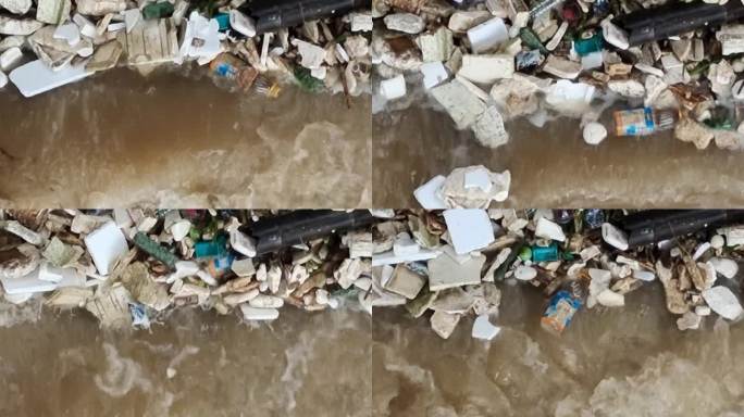 河道洪水水患治市政清理垃圾工程 水面垃圾