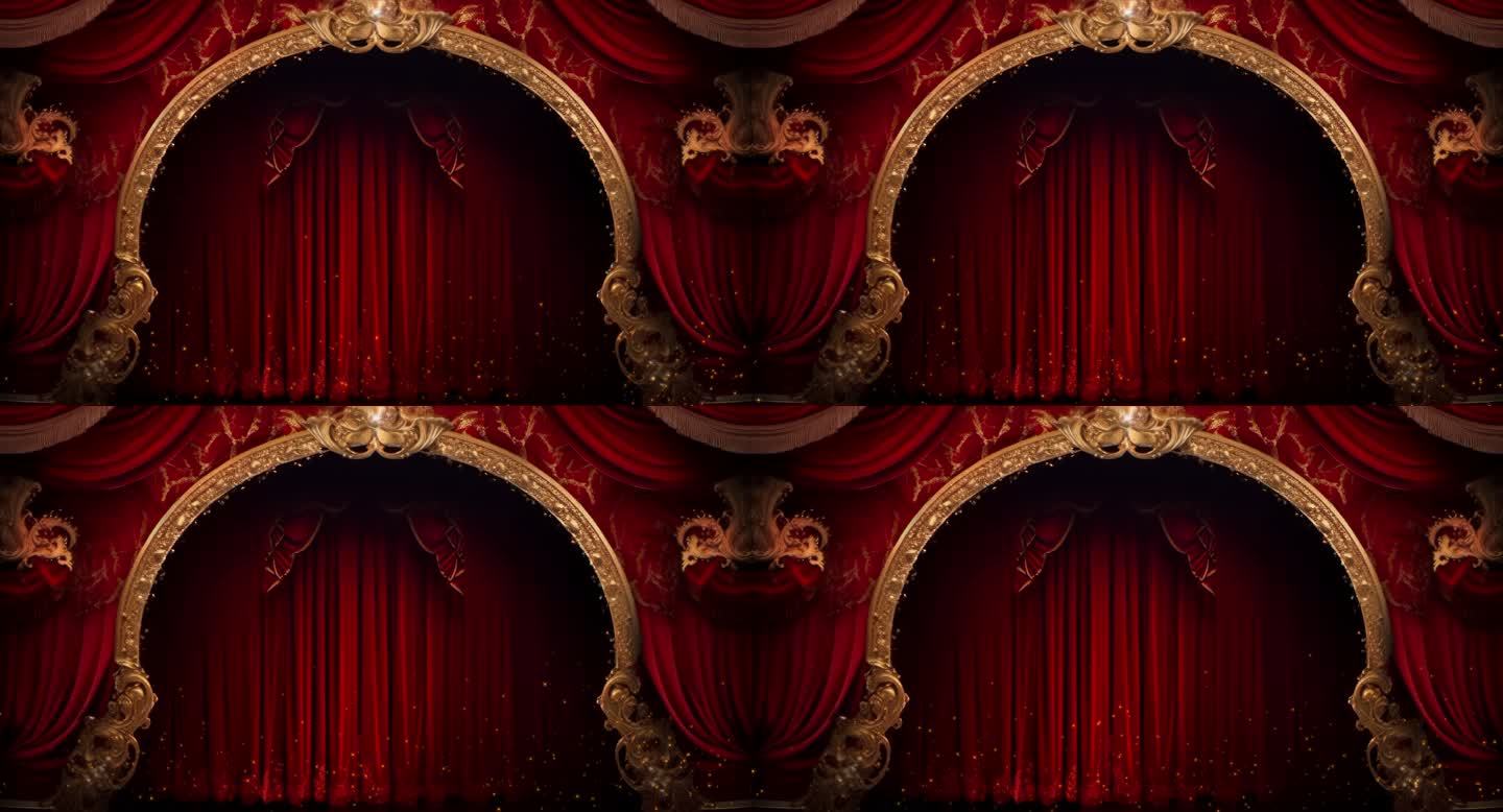 欧式剧场红幕布背景-可循环