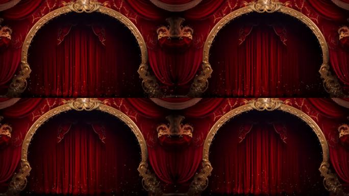 欧式剧场红幕布背景-可循环