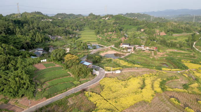 乡村山村梯田风光航拍