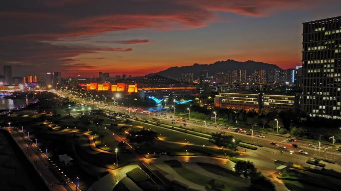 石油大学晚霞夜景