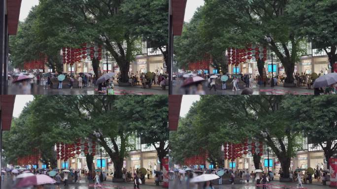 4K实拍广，州北京路步行街周末逛街的市民