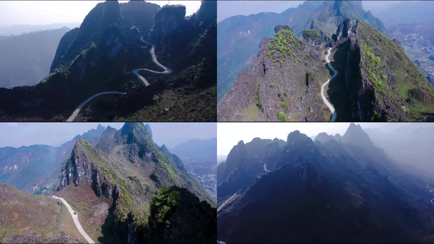 四段贵州六盘水龙脊山4K航拍视频