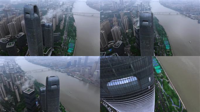 广州珠江CBD保利天幕4k航拍素材