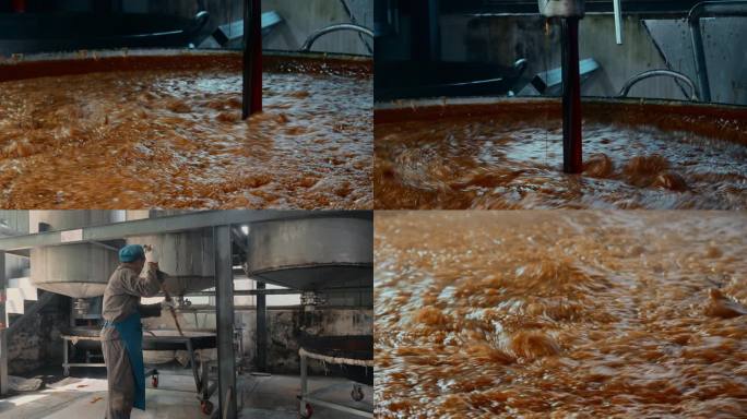 工业糖厂生产糖浆糖水大铁锅搅拌加热