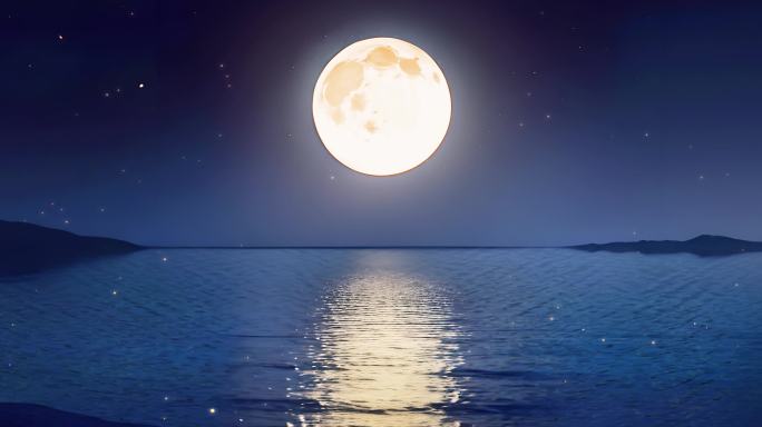 5K晚会LED视频背景海上升明月
