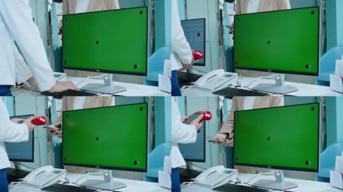 医院扫描电脑绿幕抠像科技数码微信扫码