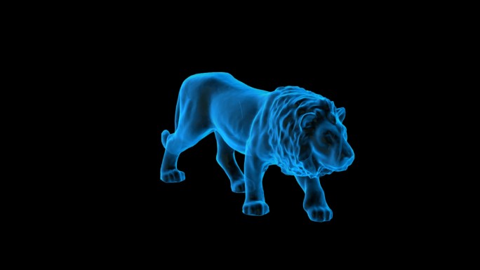 狮子2全息蓝色科技通道素材