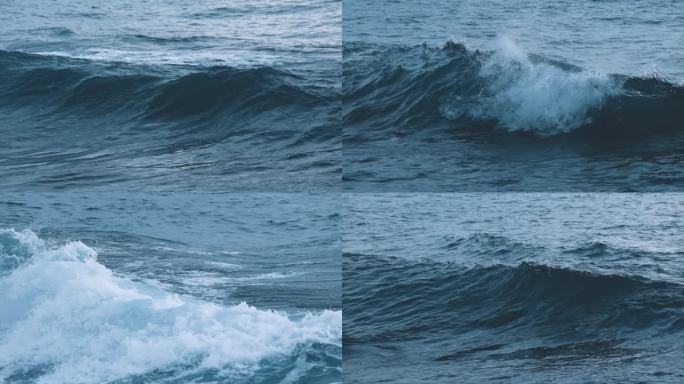 台风天汹涌海浪慢镜头