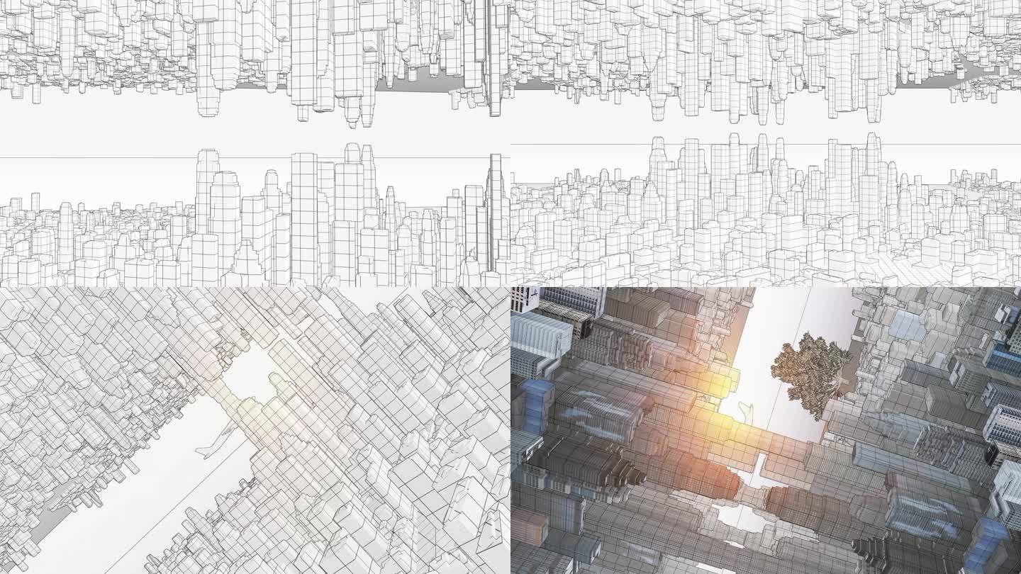 4K城市建设蓝图镜像城市