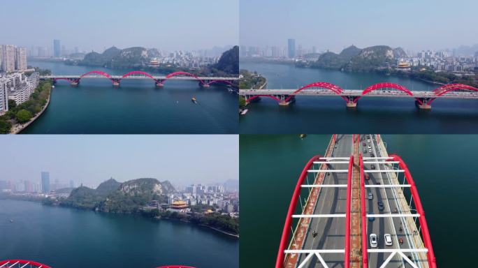 4K航拍广西柳州城市地标建筑市中心