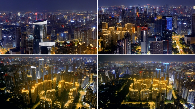 成都市锦江区攀成钢片区夜景航拍 4K