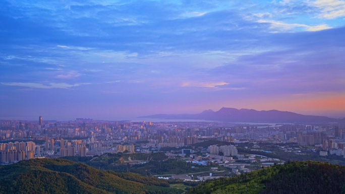 昆明长虫山西山城市日落延时