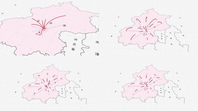 简约风 北京地图辐射连线组网
