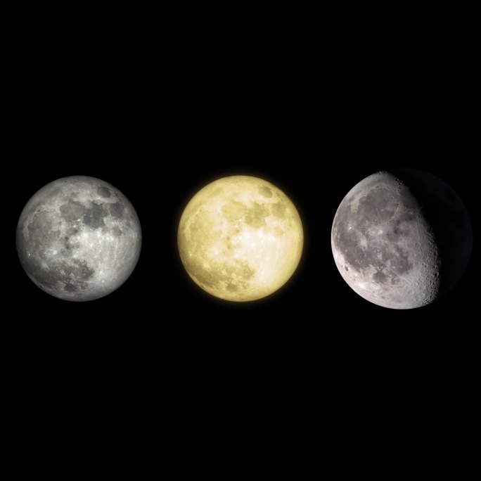 三组高清月球特写动画 30秒月相