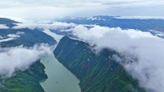 航拍重庆巫山巫峡云海