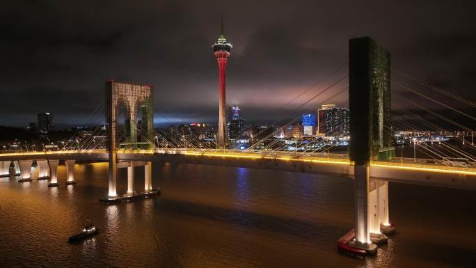 澳门夜景澳门西湾大桥夜景