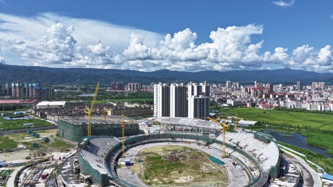 瑞丽市国际文体中心建设工地延时视频
