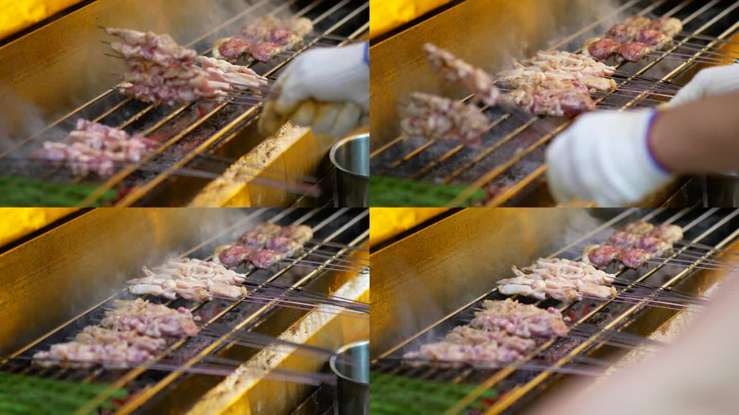 炭火烤羊肉串肉串