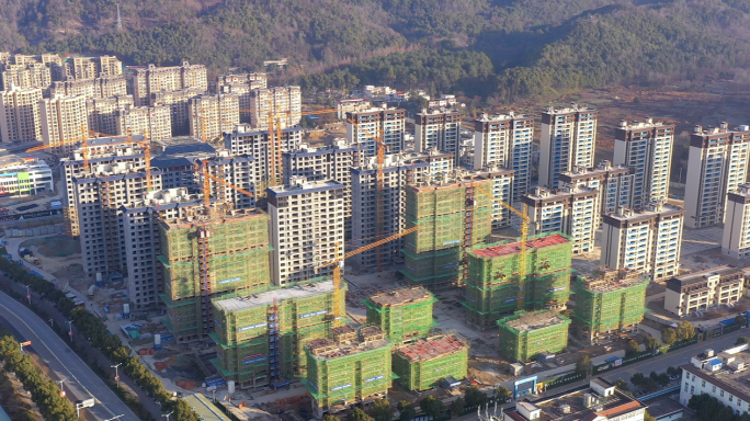 航拍建筑工地 建设高楼 城市发展建设