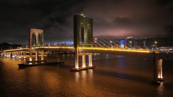 澳门夜景澳门西湾大桥夜景