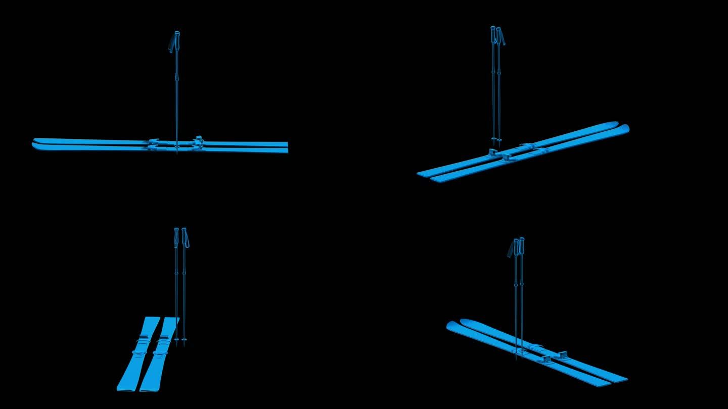 滑雪滑板全息蓝色科技通道素材