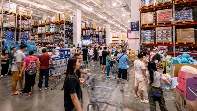 大型购物商场超市延时超市人流延时山姆超市