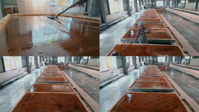 工业车间食品生产糖厂红糖晾晒凝固