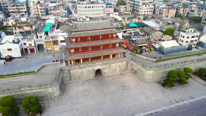 潮汕地区潮州古城竹木门城楼航拍4K