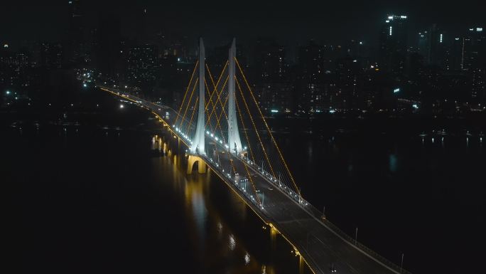 惠州合生大桥夜景车流航拍