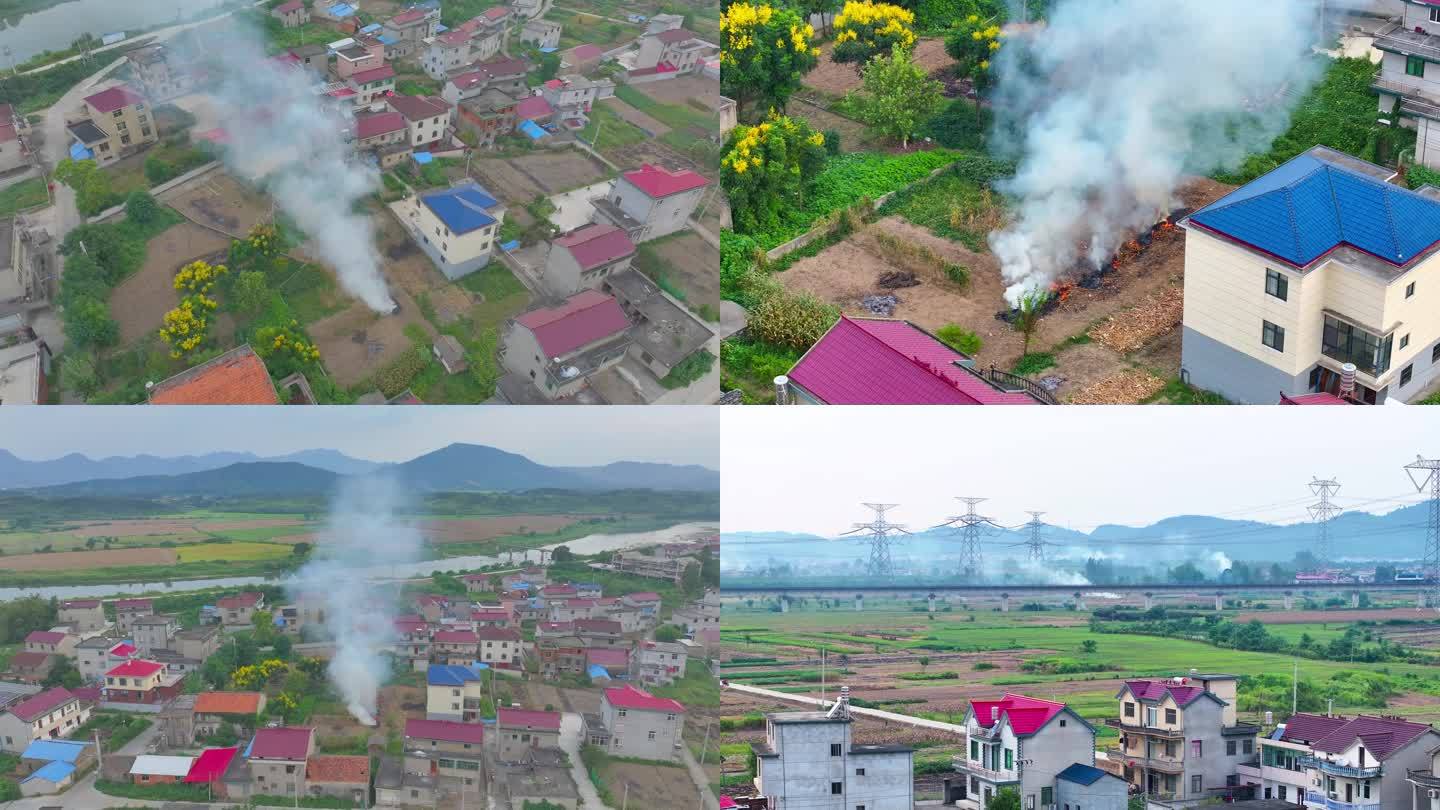 农村烧玉米杆浓烟滚滚环境污染