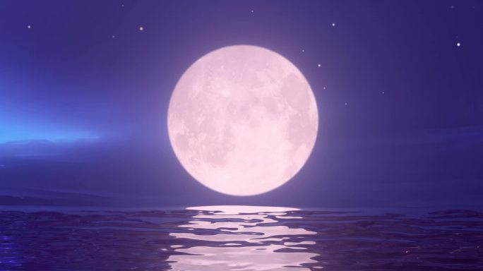 无缝循环宽屏超宽屏大海明月满月月亮月光海