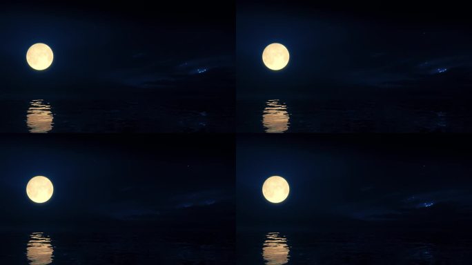 无缝循环湖面水面海面海上明月月亮月光圆月