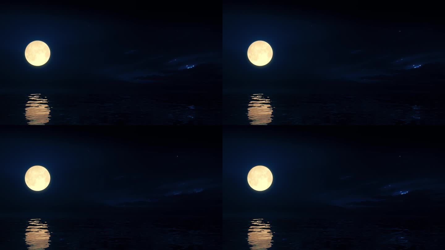 无缝循环湖面水面海面海上明月月亮月光圆月