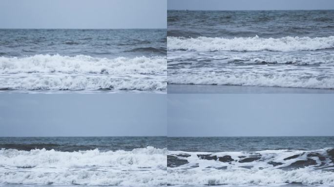 台风天汹涌大海海浪翻滚