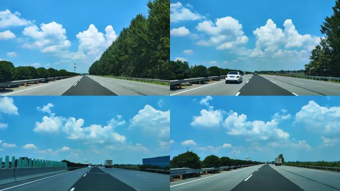 汽车高速公路行驶第一视角蓝天白云6