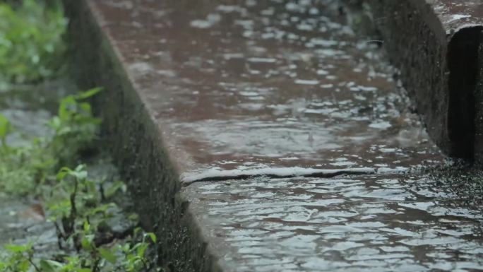 S7安徽省黄山市齐云山雨天台阶特写实拍