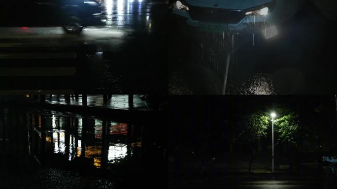 雨中夜晚的城市
